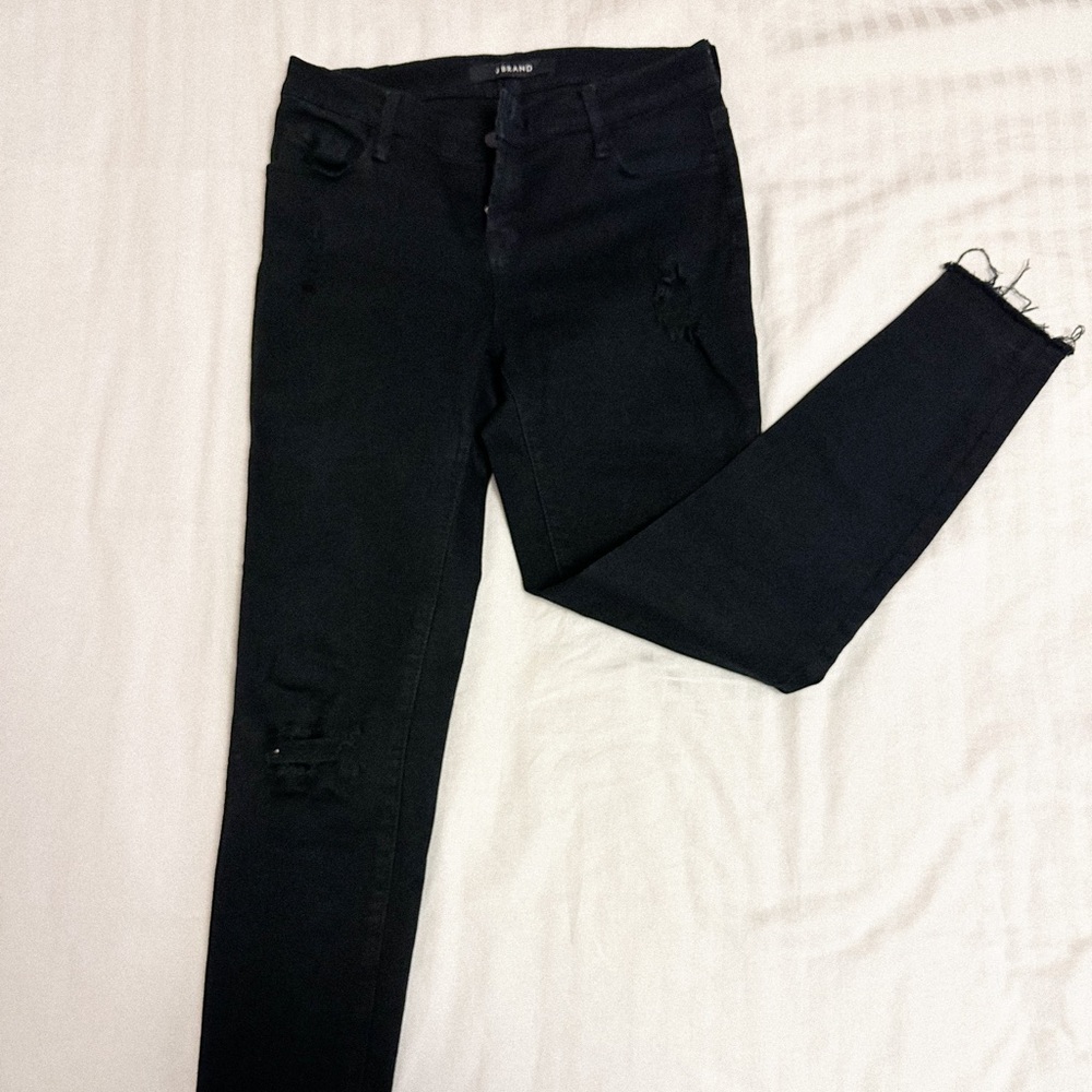 J Brand Black Distressed Skinny Jeans